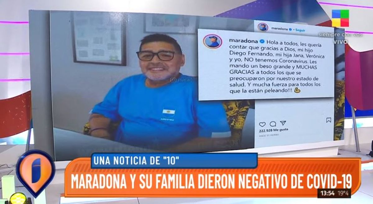 Diego Maradona y su familia dieron negativo de COVID-19