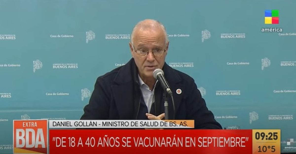 Daniel Gollán, ministro de Salud de PBA: De 18 a 40 años se vacunarán en septiembre