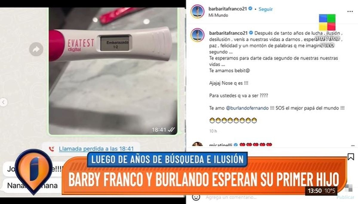 ¡Barby Franco y Fernando Burlando esperan su primer bebé! Todos los detalles en Intrusos