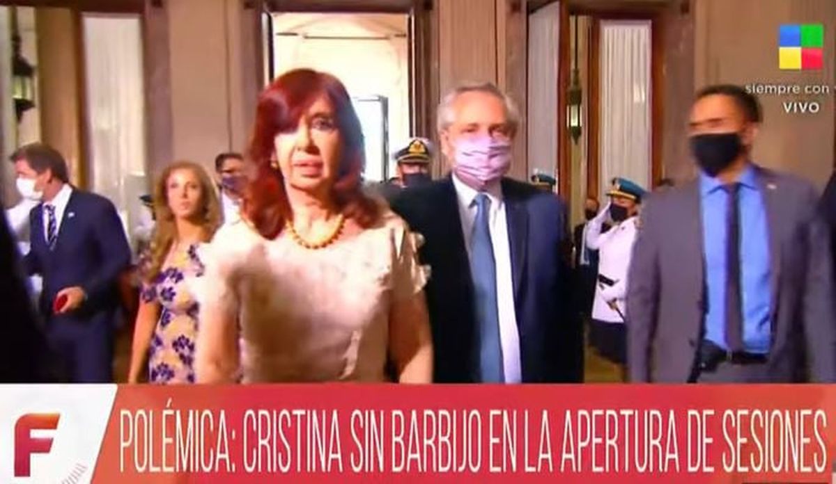 Polémica por la falta de barbijo de Cristina Kirchner en la apertura de sesiones