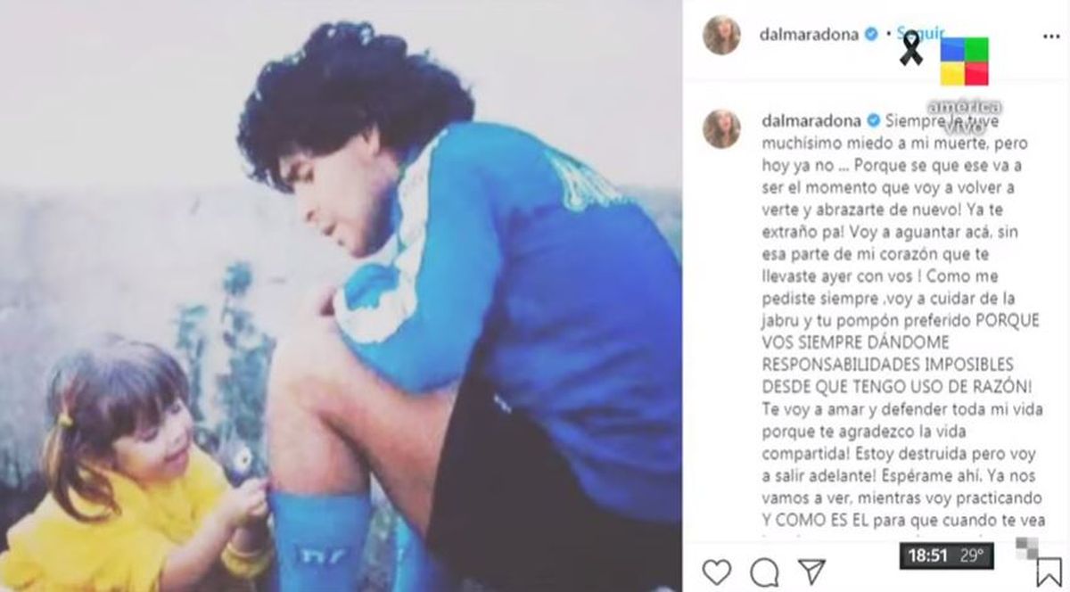 El emotivo mensaje de Dalma para Diego Maradona: Te llevo margaritas para decorar tus medias de jugador