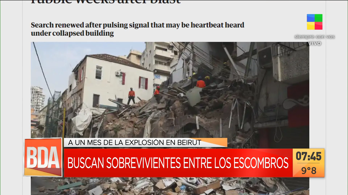 Explosión en Beirut: un grupo de rescatistas detectó posibles signos de vida bajo los escombros