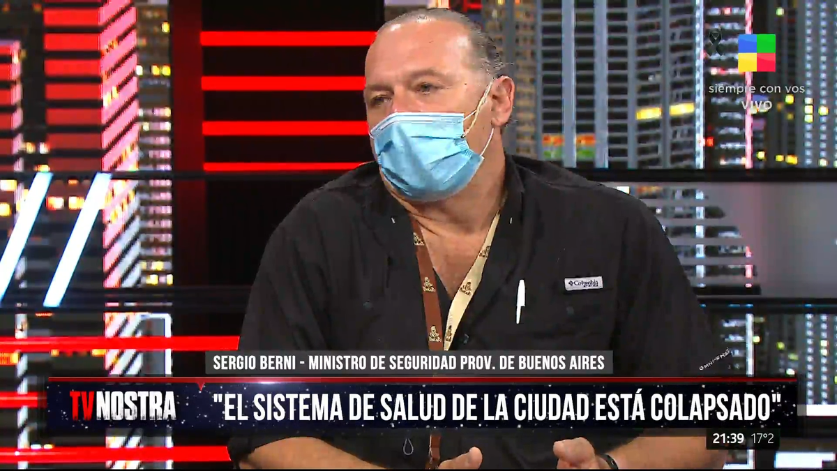 Sergio Berni en TV Nostra: El contagio se corta con la vacuna o la cuarentena