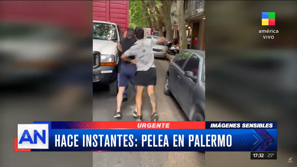 Brutal pelea en Palermo entre un camionero y empleados de un supermercado